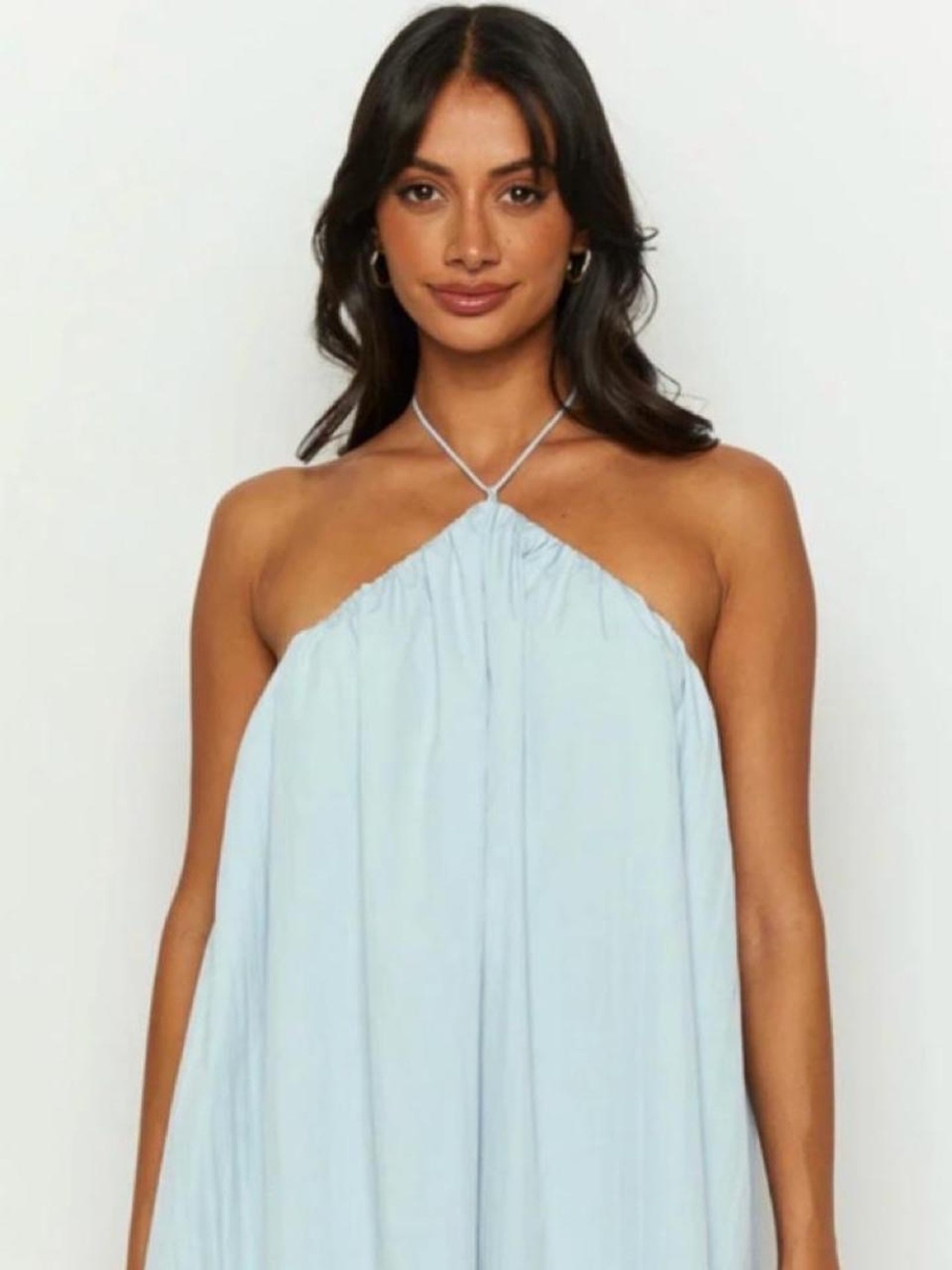 Abercrombie & Fitch Light Blue Strapless Halter Mini Dress